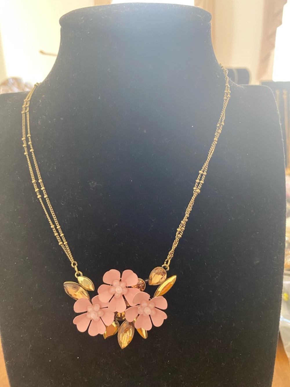 Simply Vera Vera  Wang Pink Floral Pendant Necklace - Gold Chain